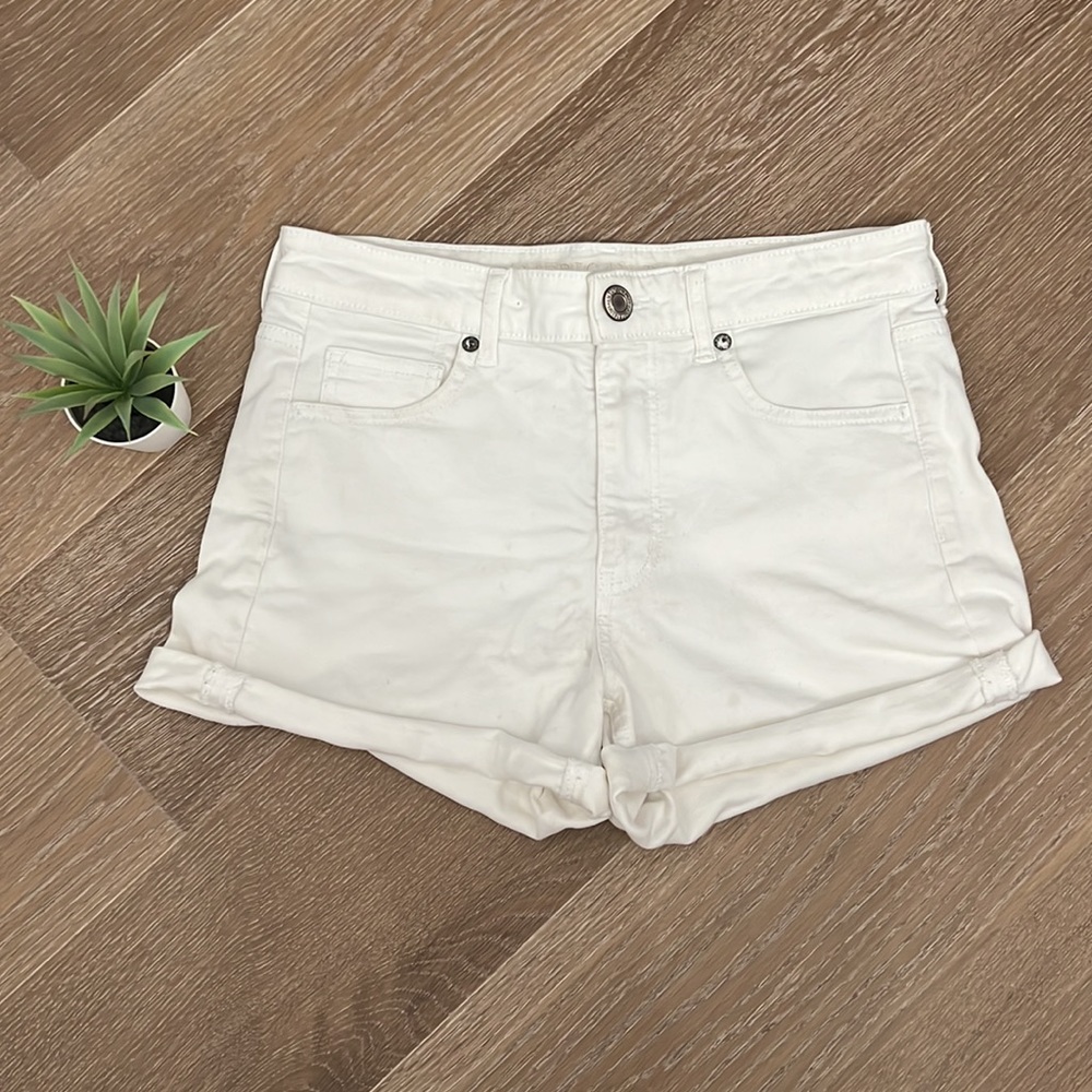 American Eagle Super High-Rise White Jean Shorts